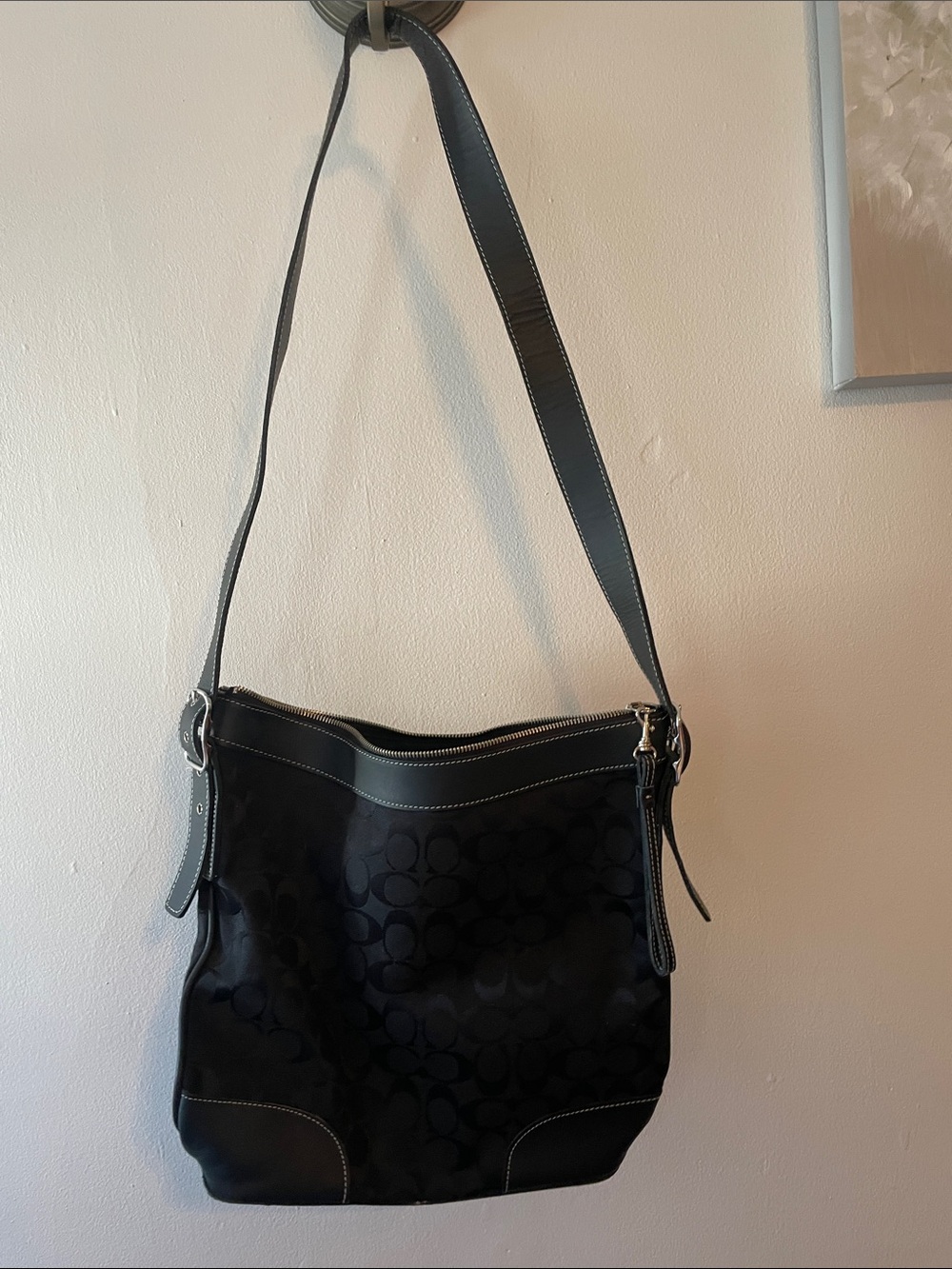 Coach Black Signature Jacquard Shoulder Bag